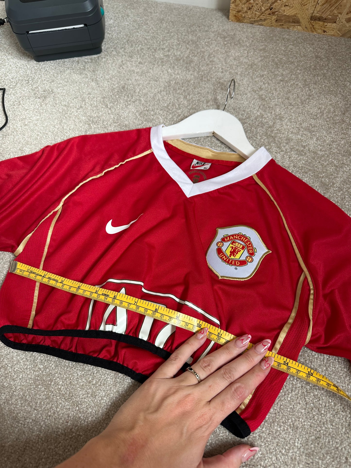 Super Cropped up-cycled football shirt S (6-8)