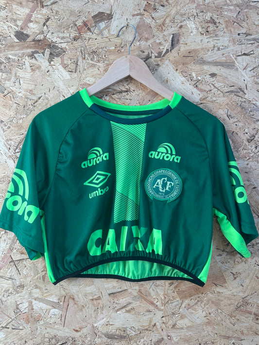 Super cropped up-cycled football shirt M (10-12)