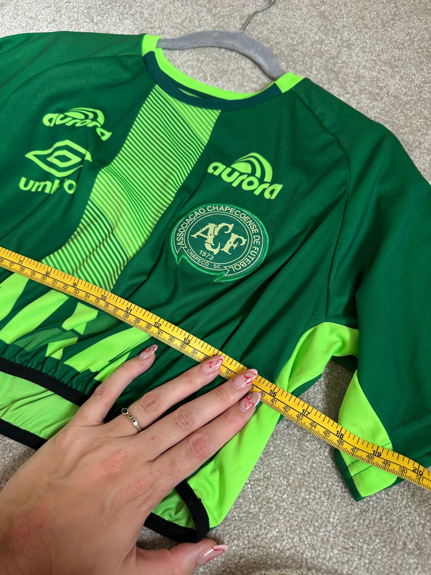 Super cropped up-cycled football shirt M (10-12)