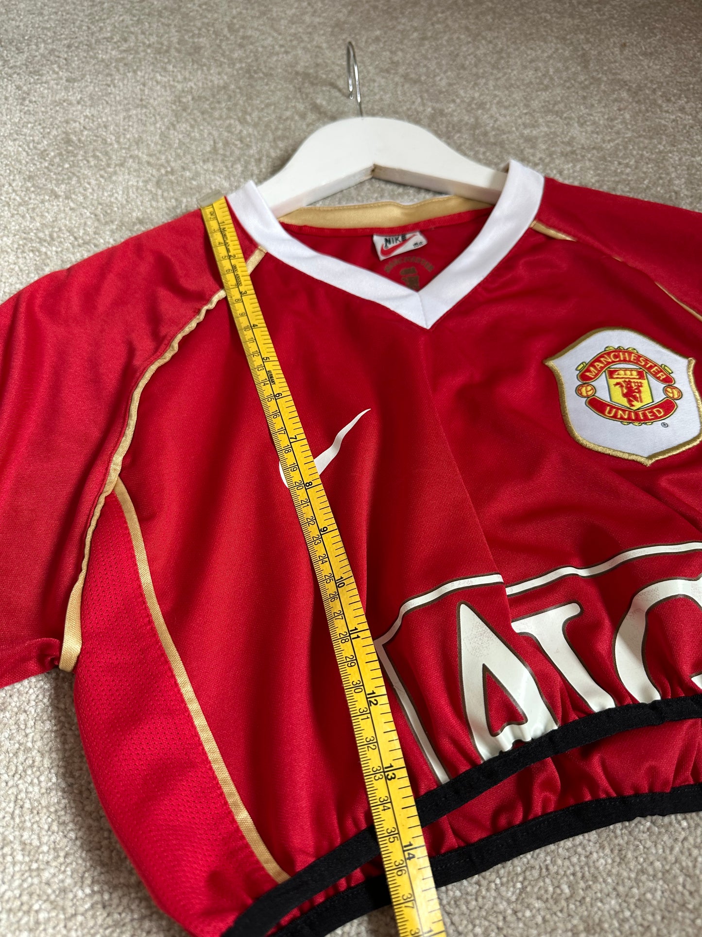 Super Cropped up-cycled football shirt S (6-8)