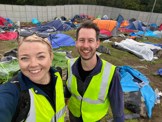 What happens to the tents that are left after festivals?