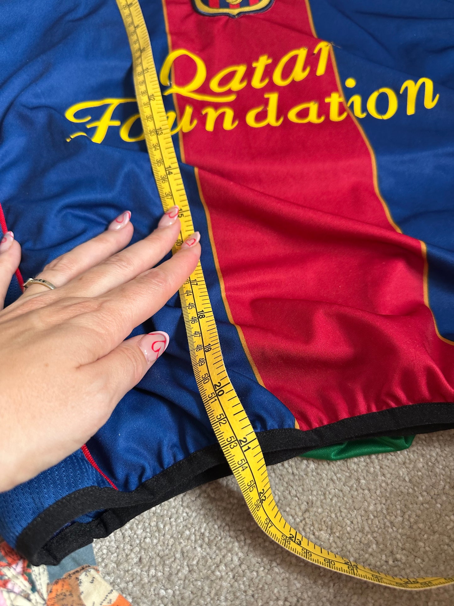 Cropped up-cycled football shirt M (10-12)