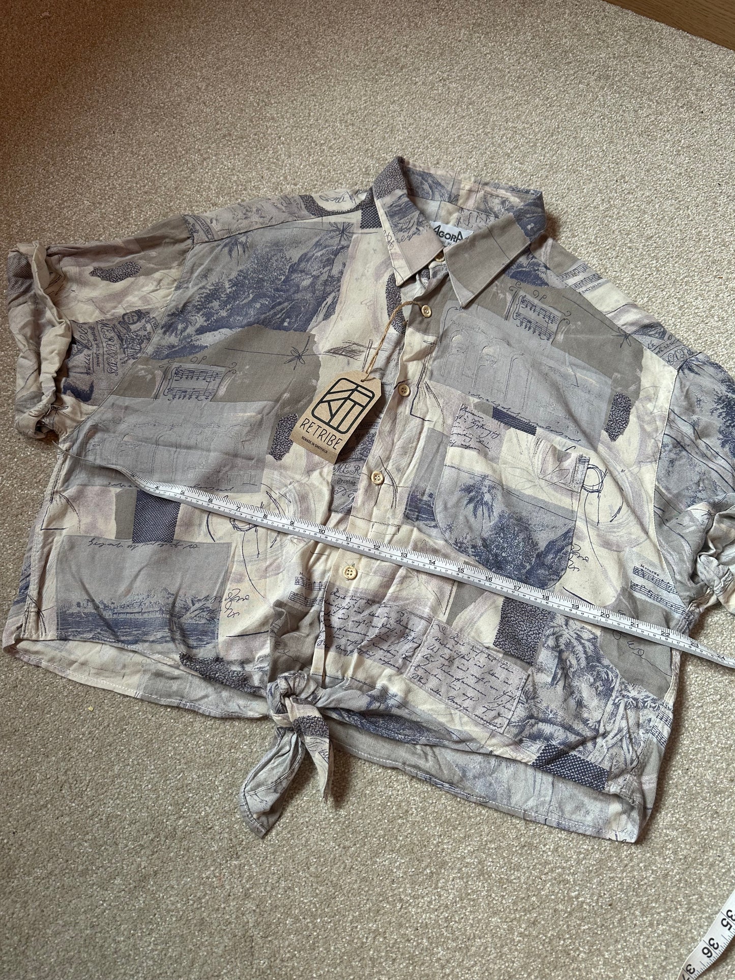 Vintage upcycled cropped shirt M/L